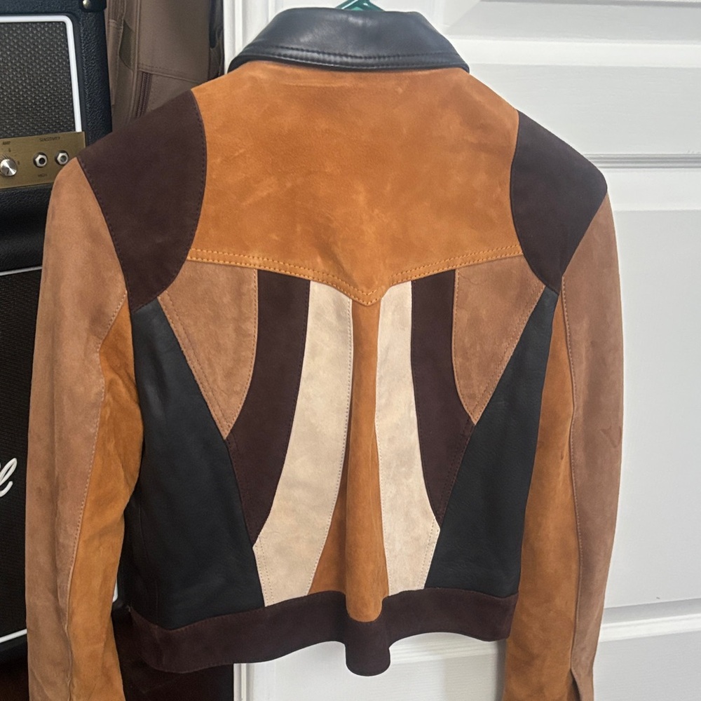 Leather Patchwork Crop Leather Jacket Retro 70’s - image 2